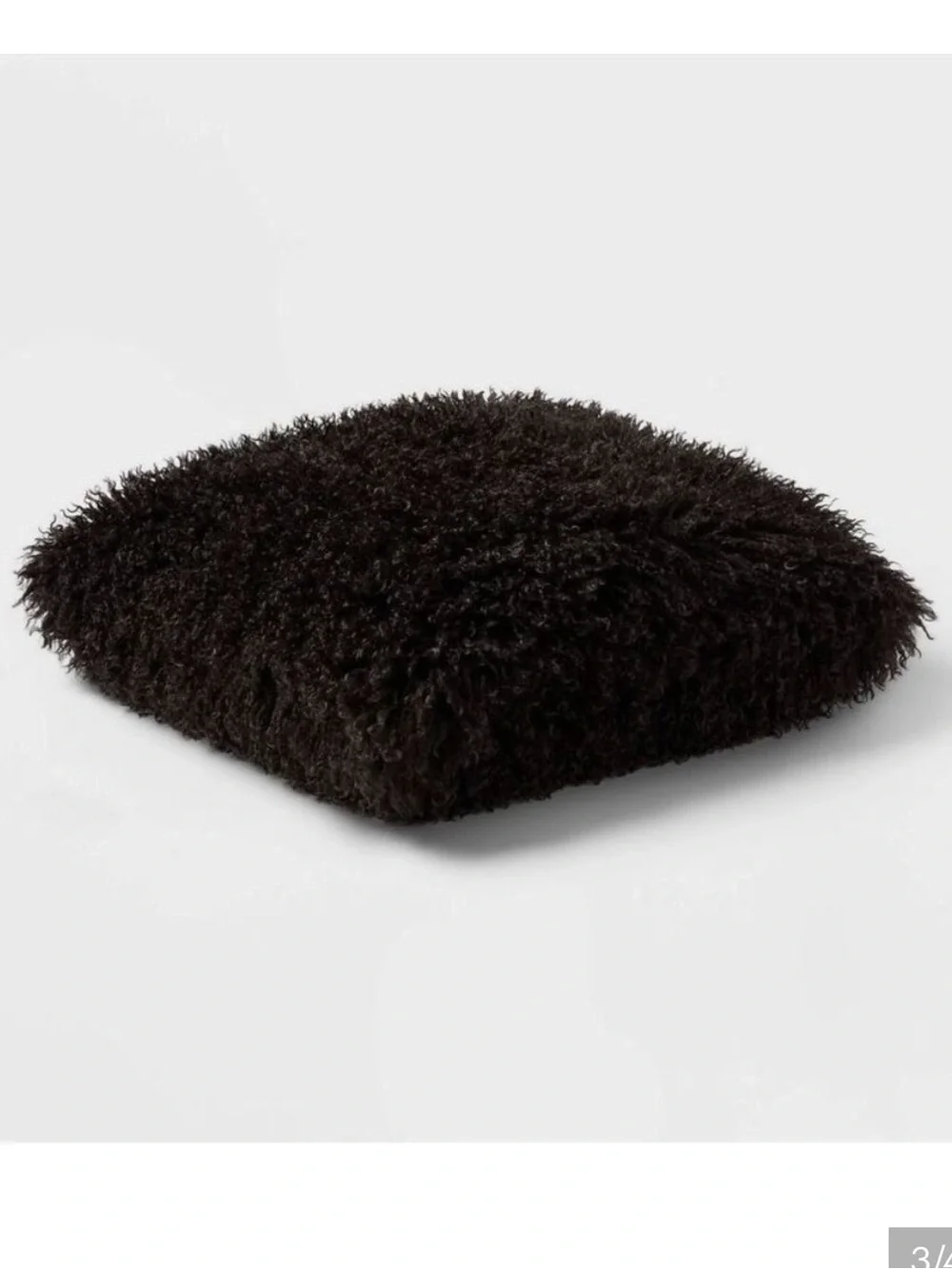 Threshold Black Faux Mongolian Fur Decorative Accent Pillow